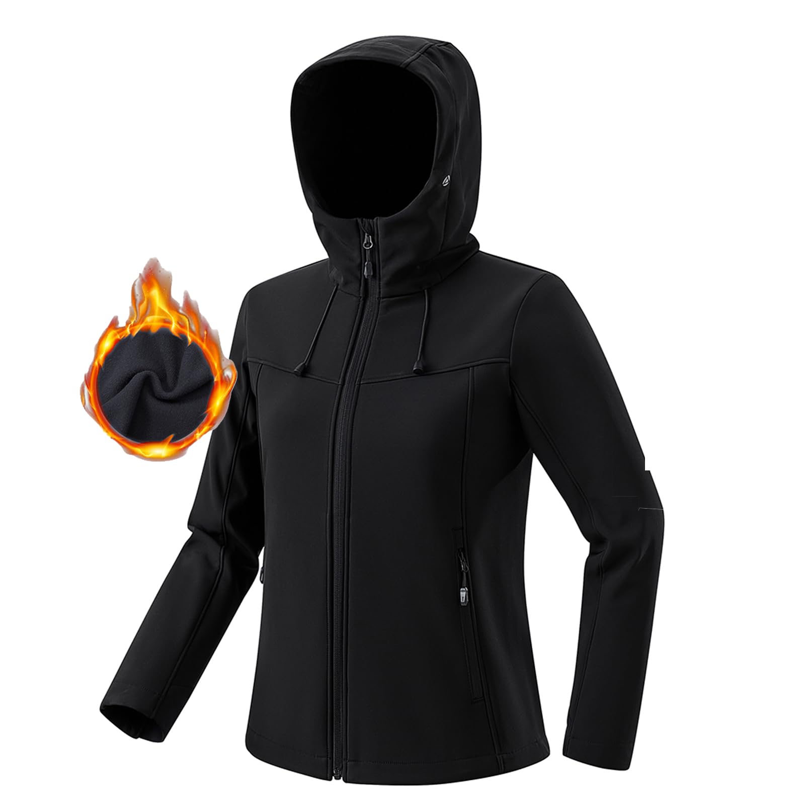 Veste Softshell Blouson Femme Hiver Chaud Doublé Polaire Veste avec Capuche Résistant au vent et à l'eau Veste de Transition Veste de Course Respirante