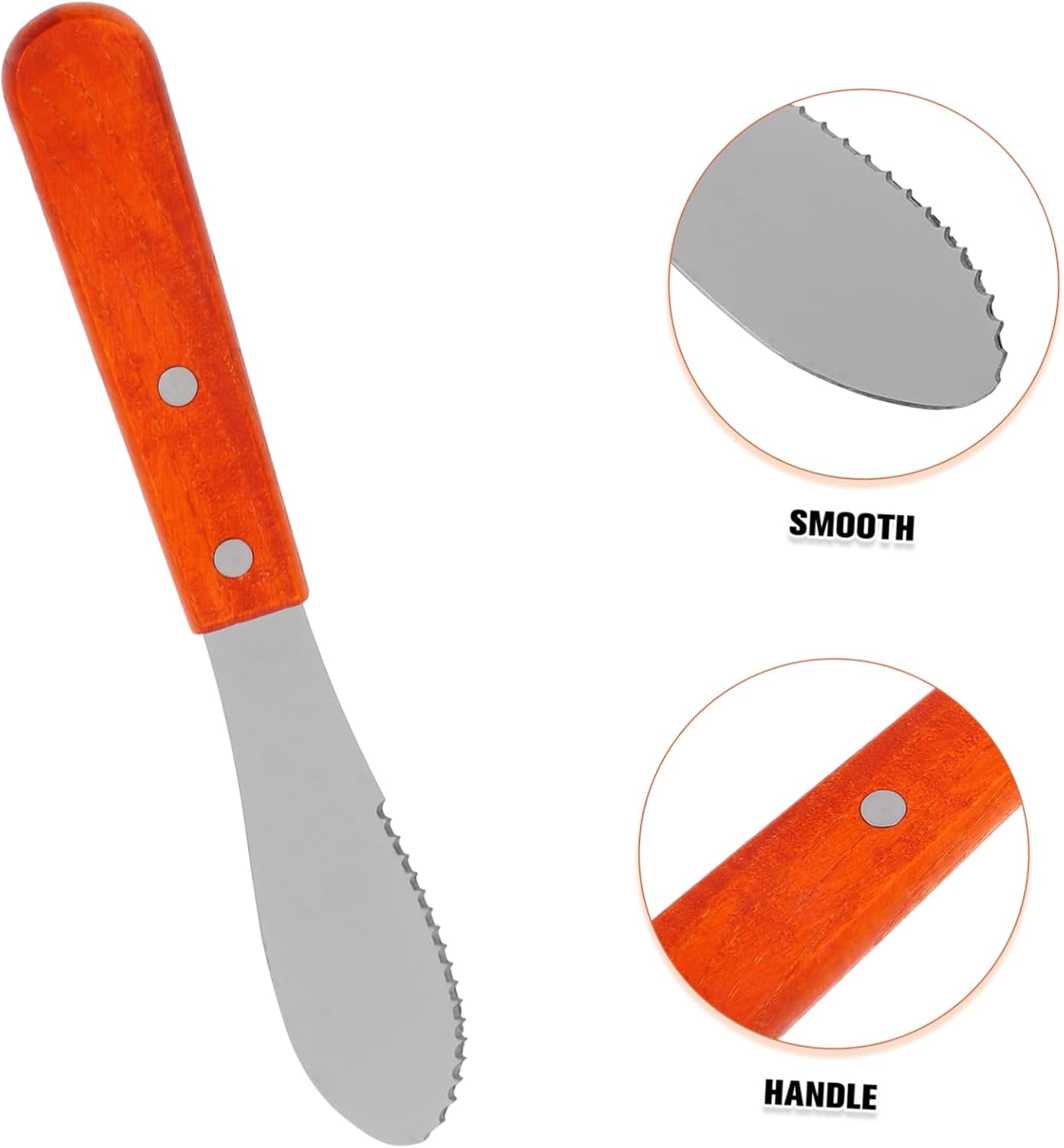 Japanese Butter Spreader 2Pcs Stainless Steel Wood Handle Serrated Edge
