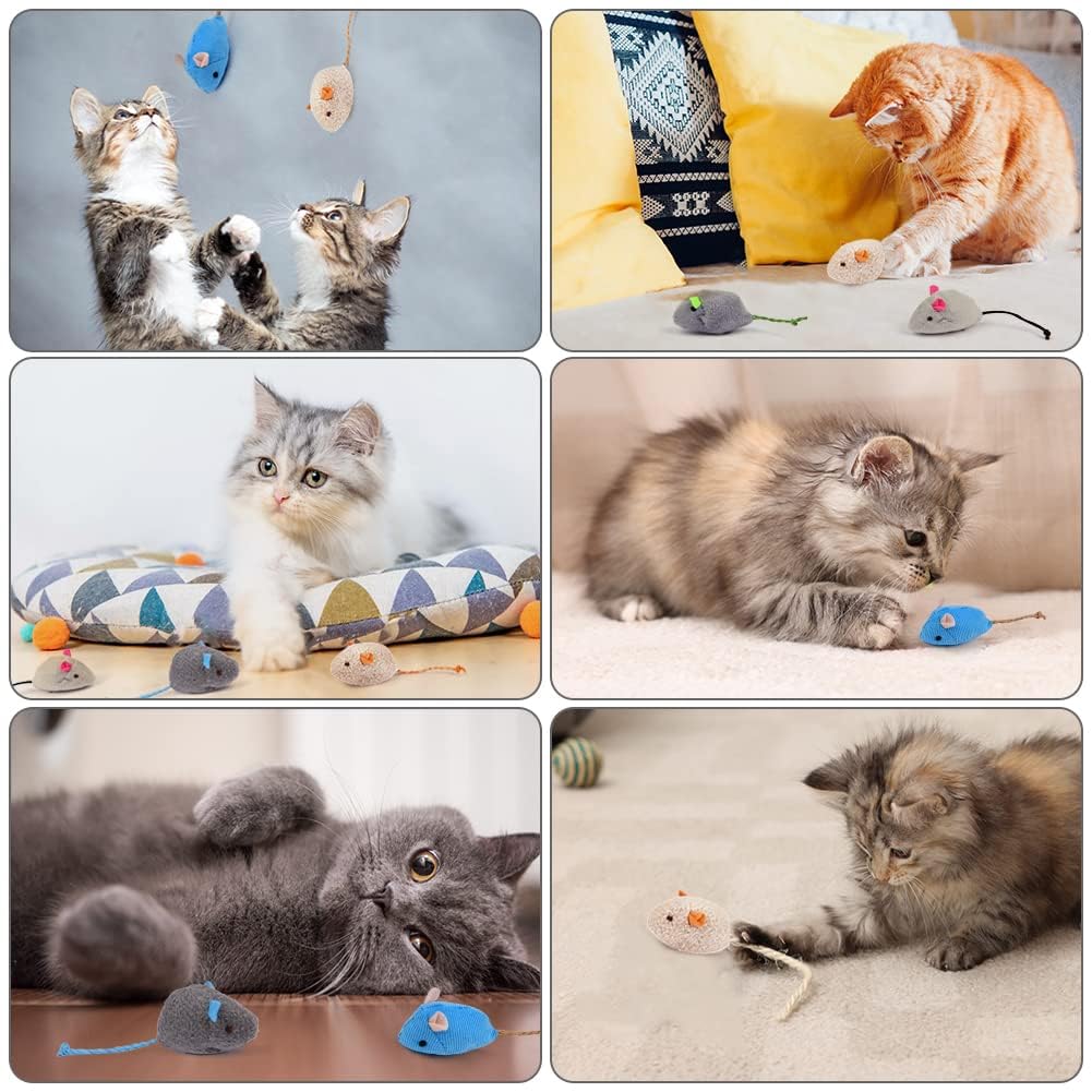 Adiwo Set di 9 Giocattolo per Topi per Gatti, Gatto Mouse Giocattoli, Topo di Peluche Giocattolo con Erba Gatta, Giocattolo di Erba Gatta Interattivo per Pulizia dei Denti, Coccolare e Giocare