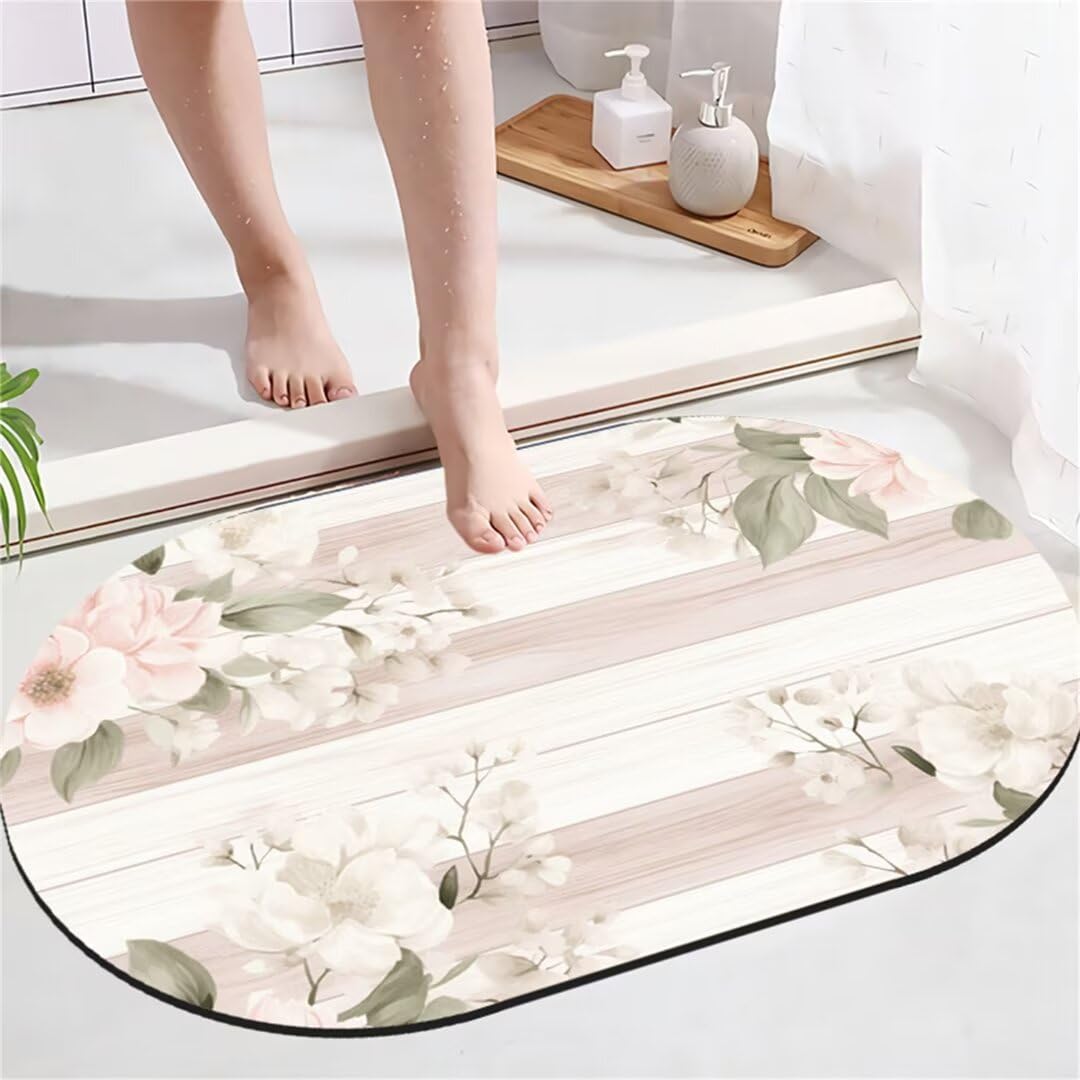 Badezimmerteppich Badteppich Groß 80x150cm Absorbierender Schnelltrocknend Badvorleger Badematten SaugfäHig Waschbar Badematte Holz Bath Bathroom Mat, Teppich Badezimmer Matte Bad Teppich Gross A339