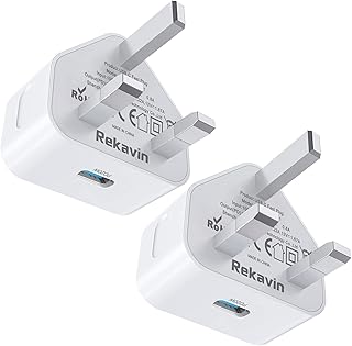 2 Pack 20W USB C Plug Charger Fast Charge for iPhone 14/14 Pro/14 Pro Max/13/13 Mini/13 Pro/13 Pro Max,Rekavin USB Type C Plug Adapter UK Charging for 12/12 Mini/12 Pro/12 Pro Max/11 Pro/iPad Pro