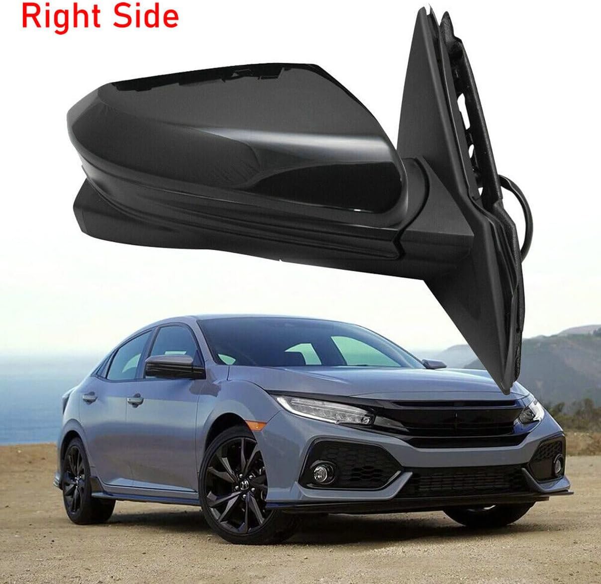 Passenger Side View Mirror Compatible with Honda Civic Sedan 2016-2020, Power Heated Door Mirror w/Camera, 11-Pin Manual Folding Black Right Replace HO1327107,HO1321284,76208-TBC-A02ZA,76201-TBA-A11ZF