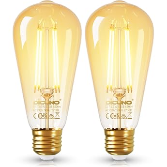 DiCUNO Edison Vintage Light Bulb E27 Label B 40W Warm White 2700K Pack of 2 [Energy Class B]
