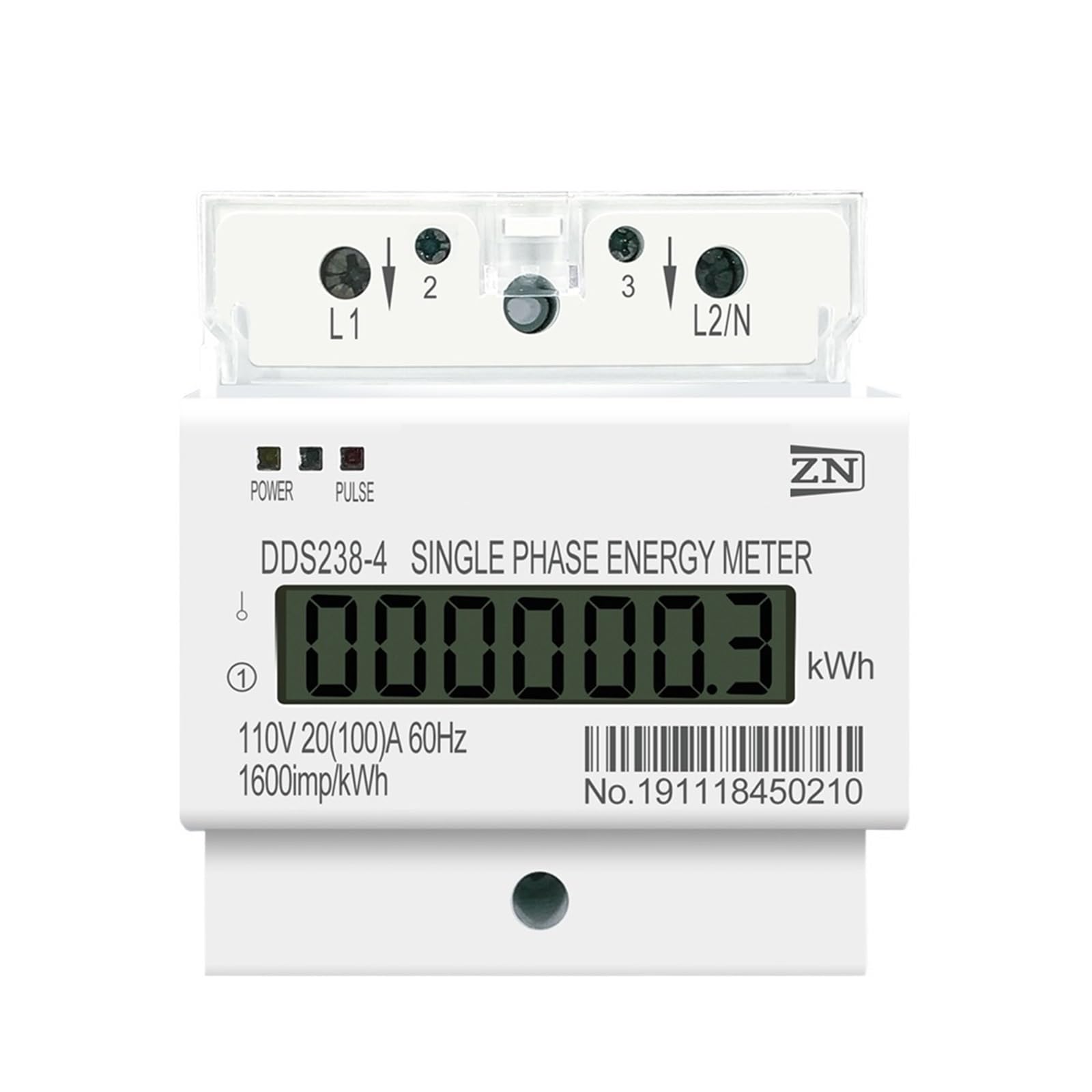 100 A, 110 V, 220 V, 50-60 Hz, LCD, jednofazowy, 2-żyłowy 3-żyłowy licznik energii w kWh (L N 220 V 60 Hz)