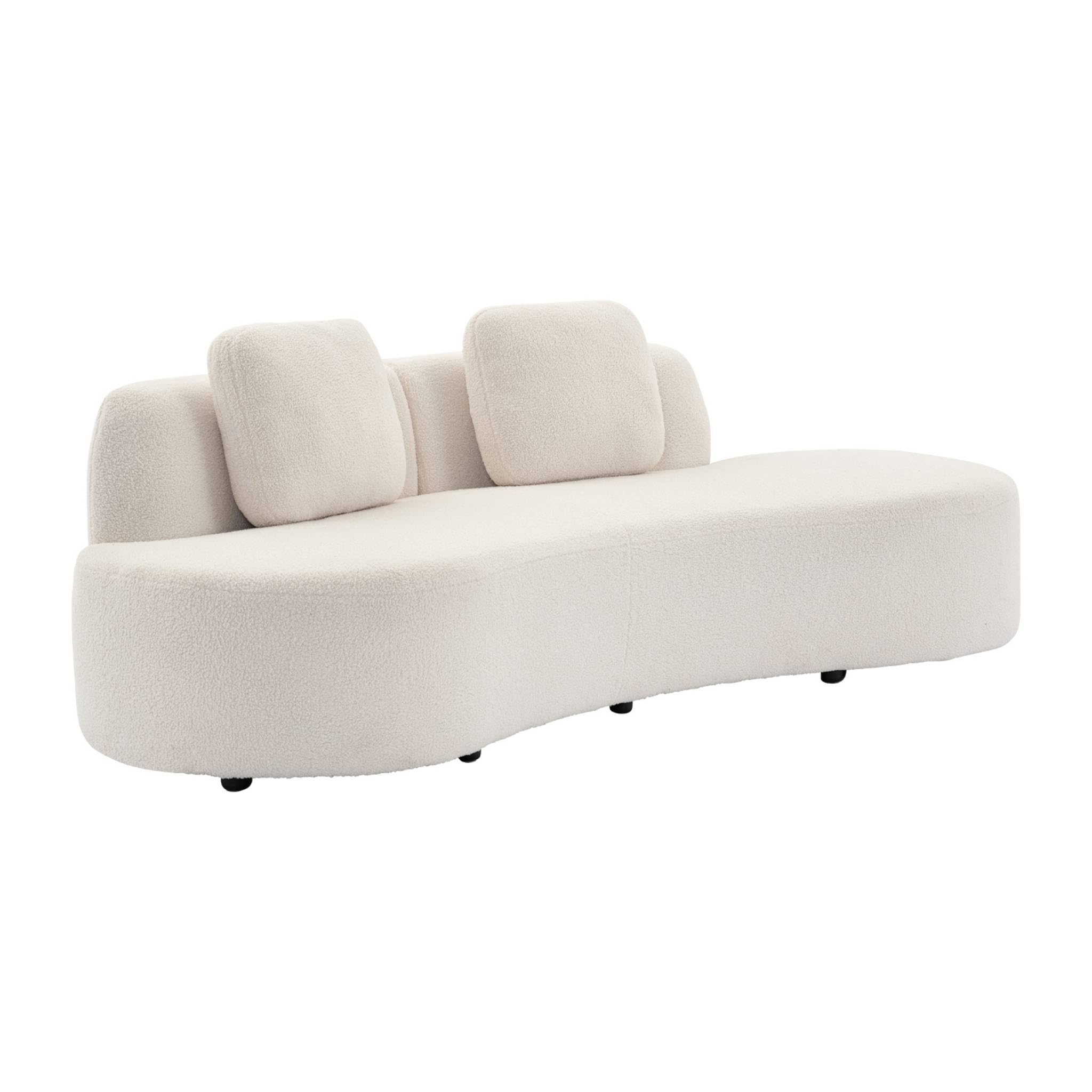 3 Sitzer-Sofa, mit organischer Komma-Form und Bouclé-Bezug - WAVE B 232 x T 97 x H 68cm