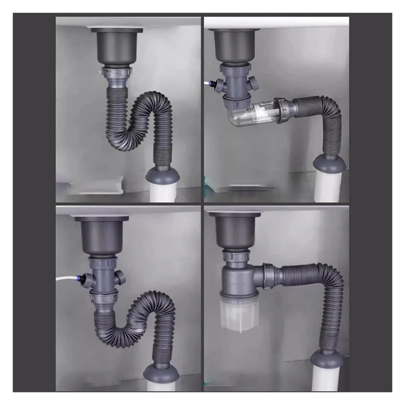 Tubo de desagüe for fregadero cocina, manguera conexión extensible, tubo for lavabo, for alcantarillado, interfaz adecuada 32/45/56 mm