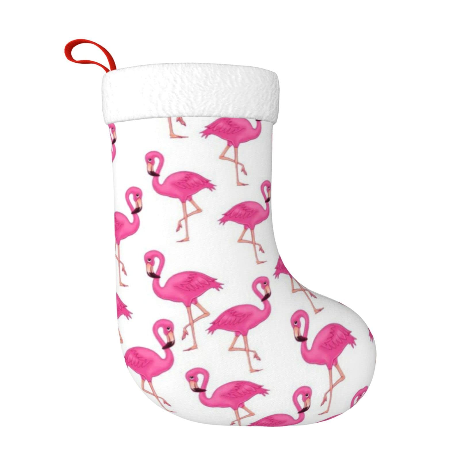 Mqgmz Christmas Stocking11 Pink Flamingo Christmas Stocking For Family 18" Hanging Ornament Decorations For Fireplace Xmas Season