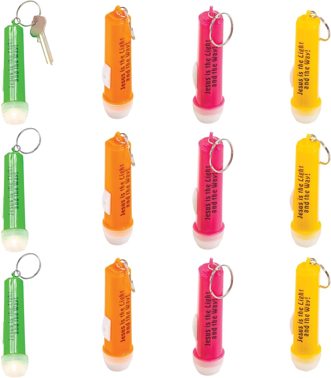 Jesus is The Light Flashlight Key Chains (Set of 12) Religious Party Supplies - VBS 2026 Vacation Bible School Supplies/Decor