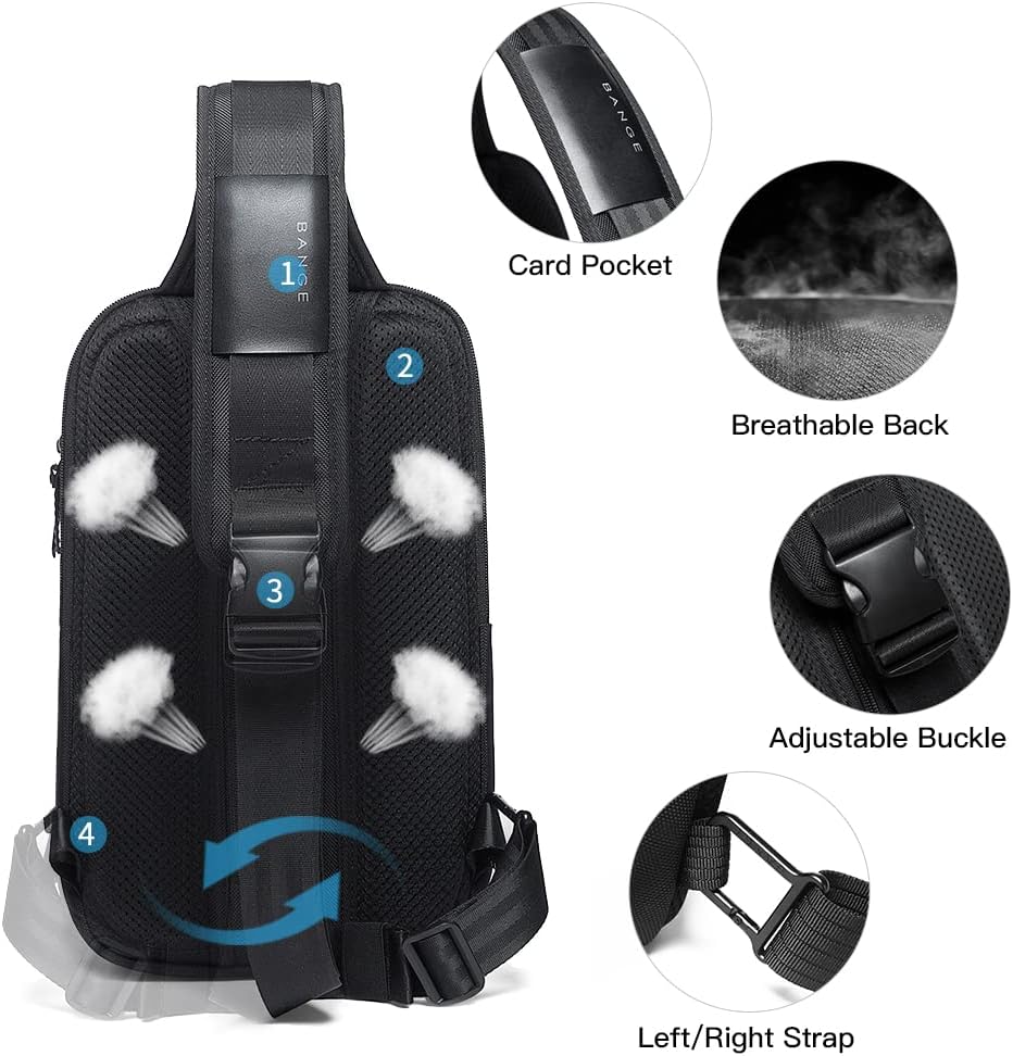 BANGE Sling Bag, Waterproof Crossbody Backpack, Shoulder Bag for Men - Image 6