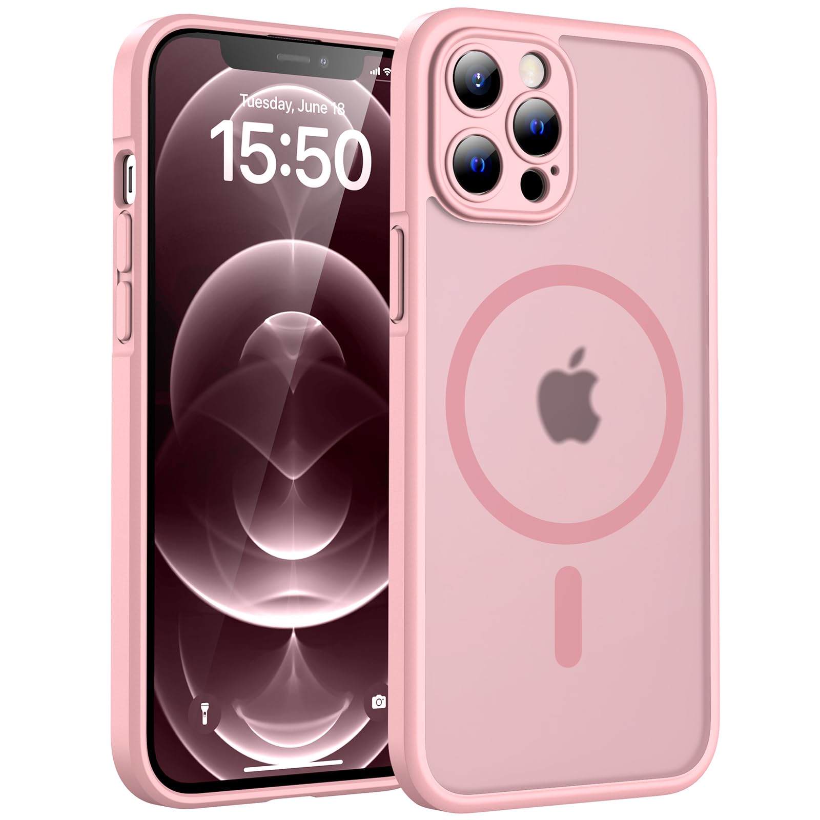 TOCOL Magnetic for iPhone 15 Case 6.1-Inch, Fit for MagSafe, Upgraded [Full Camera Protection], [14FT Military Grade Shockproof] Thin Slim Frosted Translucent Matte Back Phone Cover (Black) — view 255