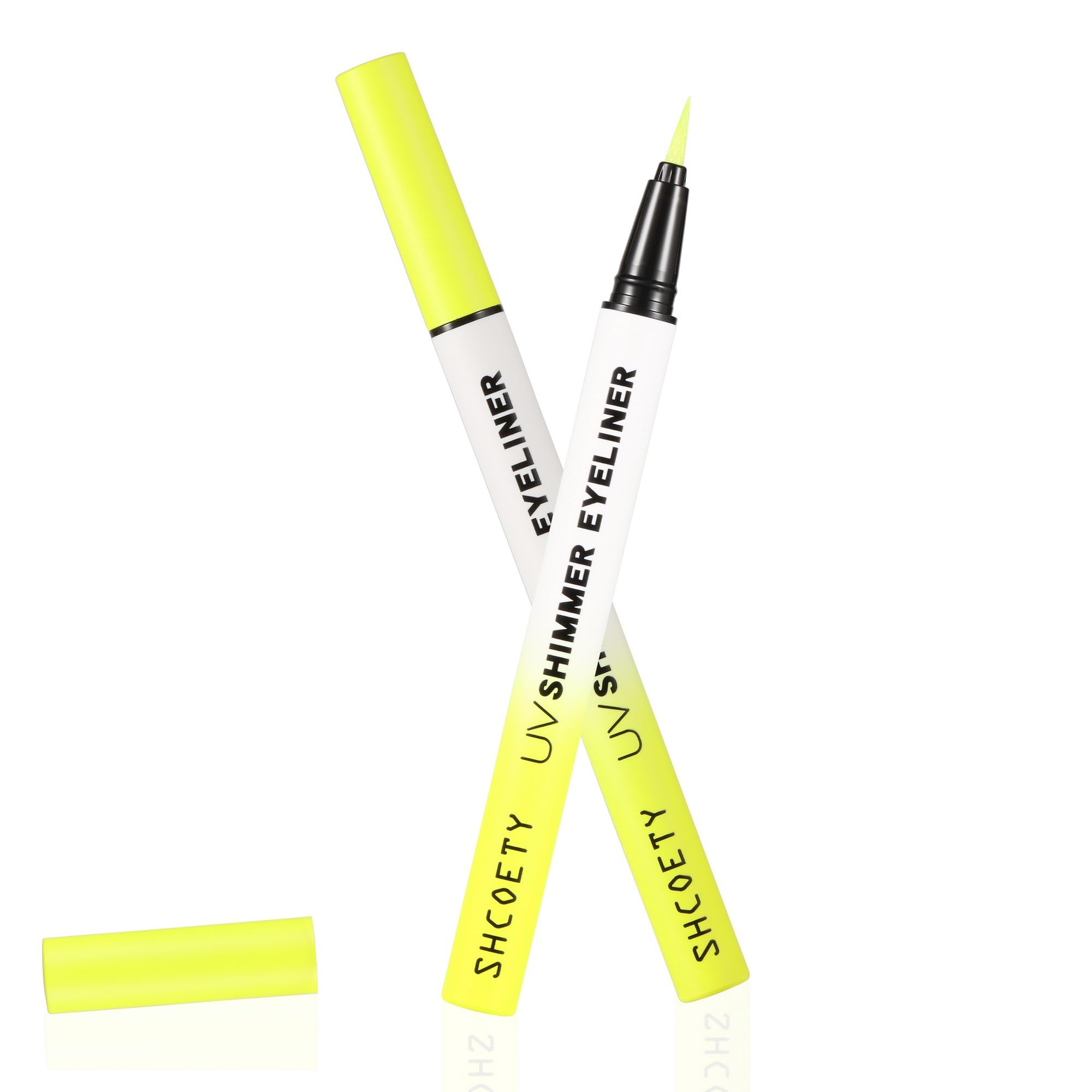 Metallic Neon Liquid Eyeliner, Glitter Neon Colored Eyeliners Pen, High Pigmented, Waterproof Smudge-Proof and Long-Lasting Metallic Eye Makeup for Halloween Christmas,Shimmer Yellow