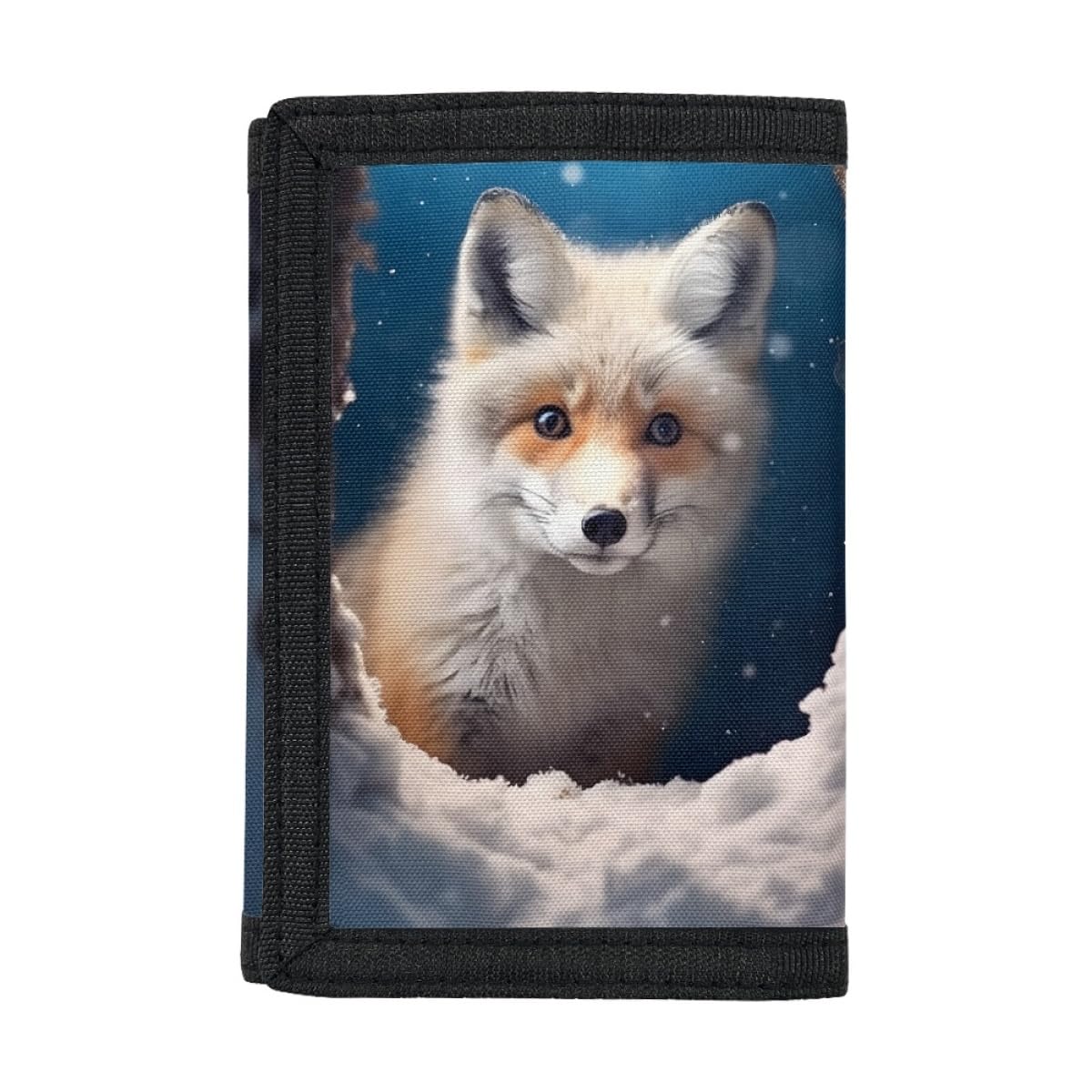 ArtistMixWay Cool Wolf Fox Print Wallet for Kids Teens Boys Girls 9-12 Age, Lightweight Trifold Wallet Travel Accessories,Cute Ice Fox