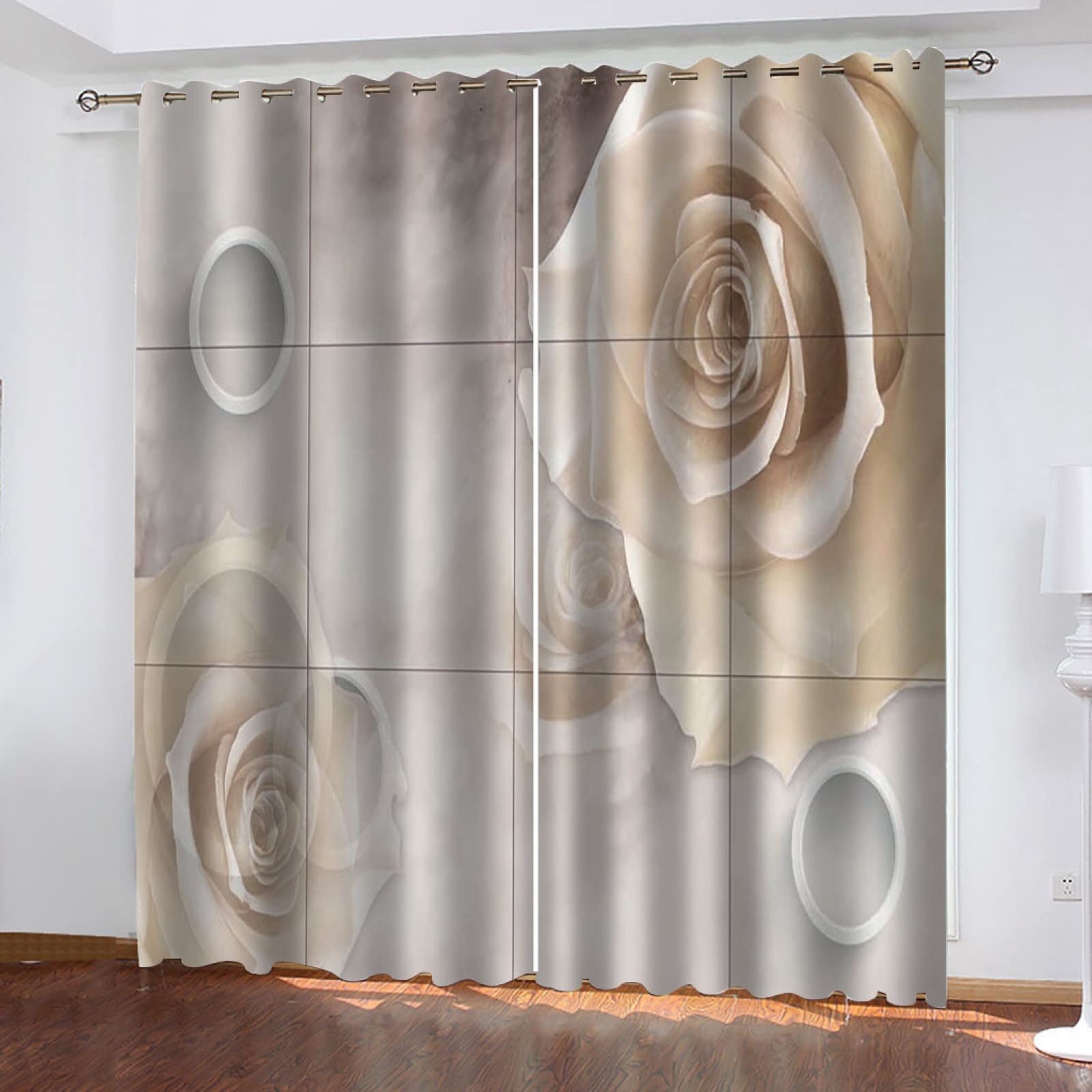 Vorhang Blickdicht Verdunklungsvorhänge Gardienen 2-SetBlume 150x166cm