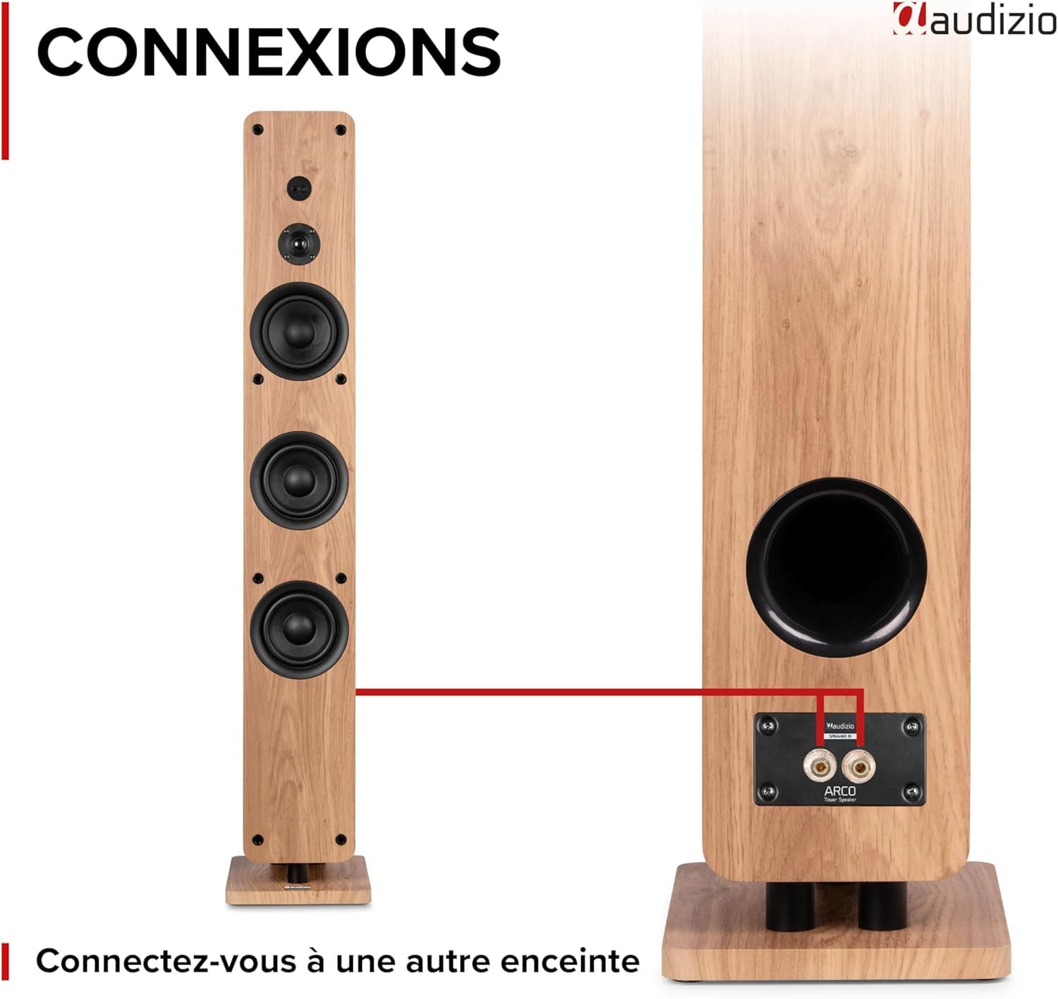 Audizio ARCO Tour De Son Hi-FI BT Chêne Clair 160W - Enceinte Colonne Active Amplifiée avec LED, Mode Stéréo, TV, Streaming et Salon