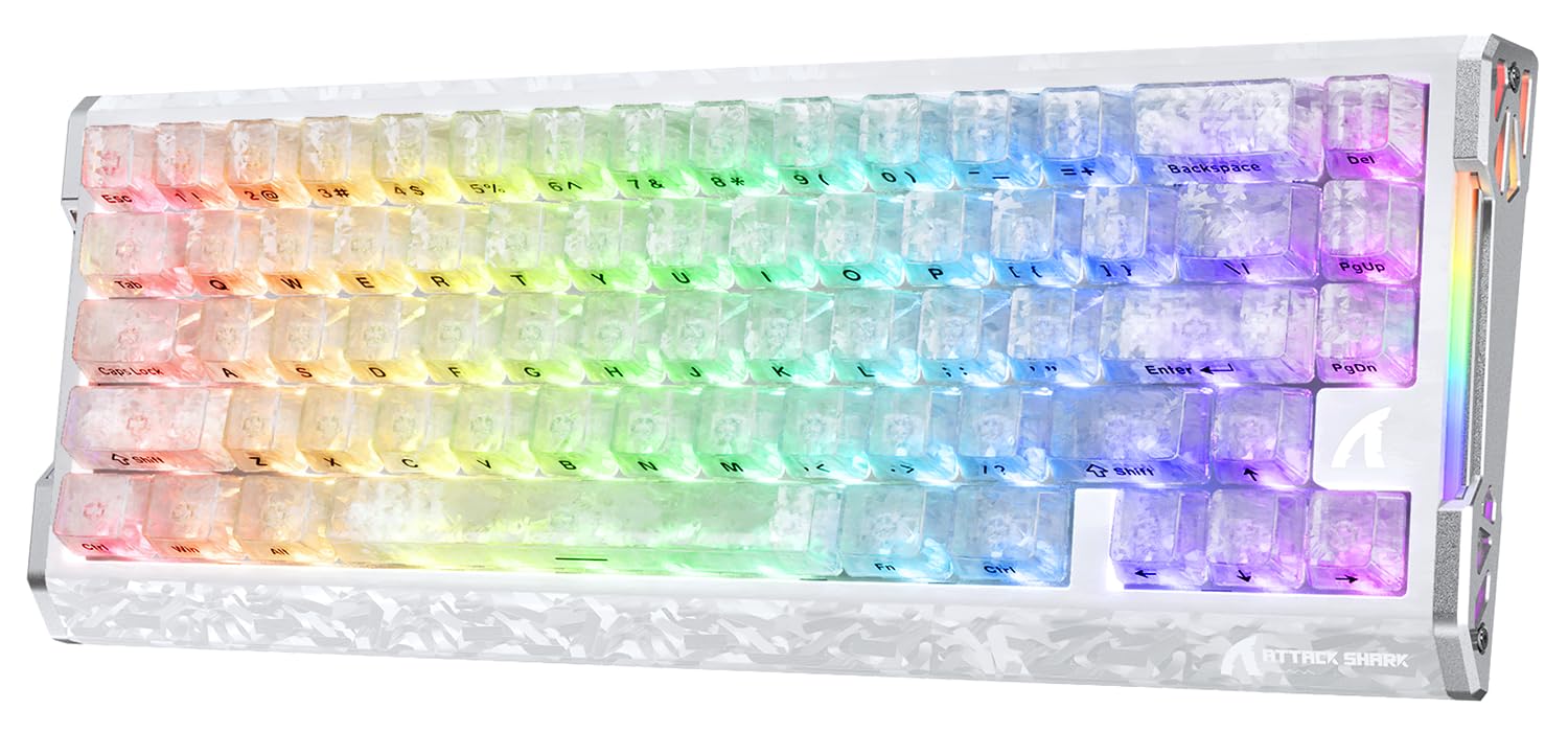 MAMBASNAKE Attack Shark R68 HE Carbon Fiber Rapid Trigger Tastatur, Kabelgebunden 8KHz Magnetisch, 0,005mm RT Genauigkeit, Geschmiedetes Carbon Fiber, 6‑Layer Akustikdämpfung, Dual Driver, Weiß