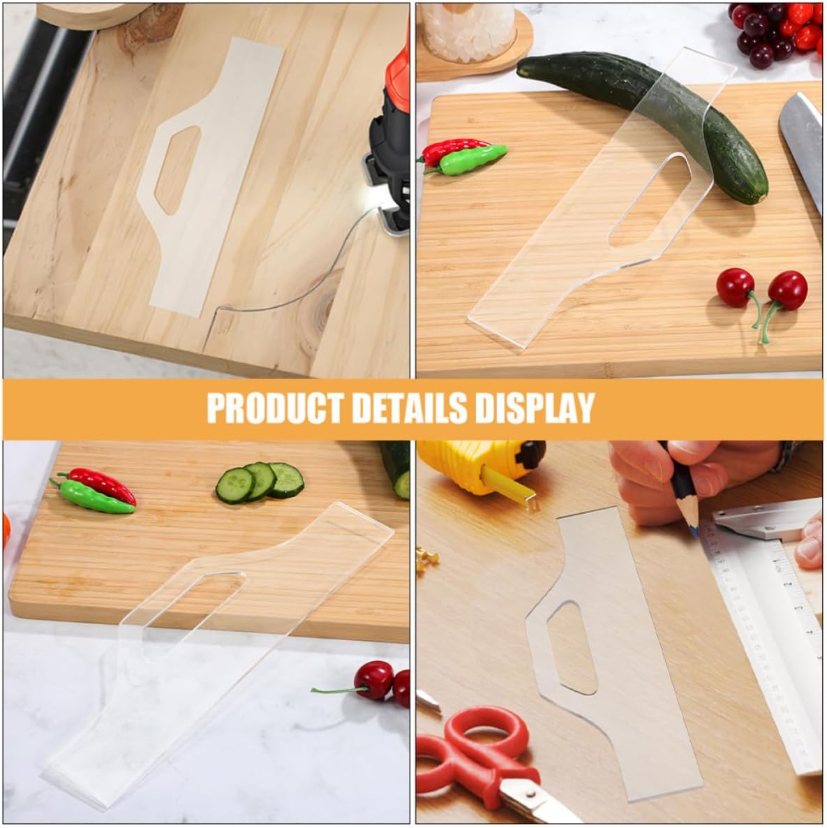 2pcs Acrylic Router Template Cutting Board Handle Template Design for Woodworking and Kitchen Use with Creative Freedom and Sturdy Material for Precise Guide Tools