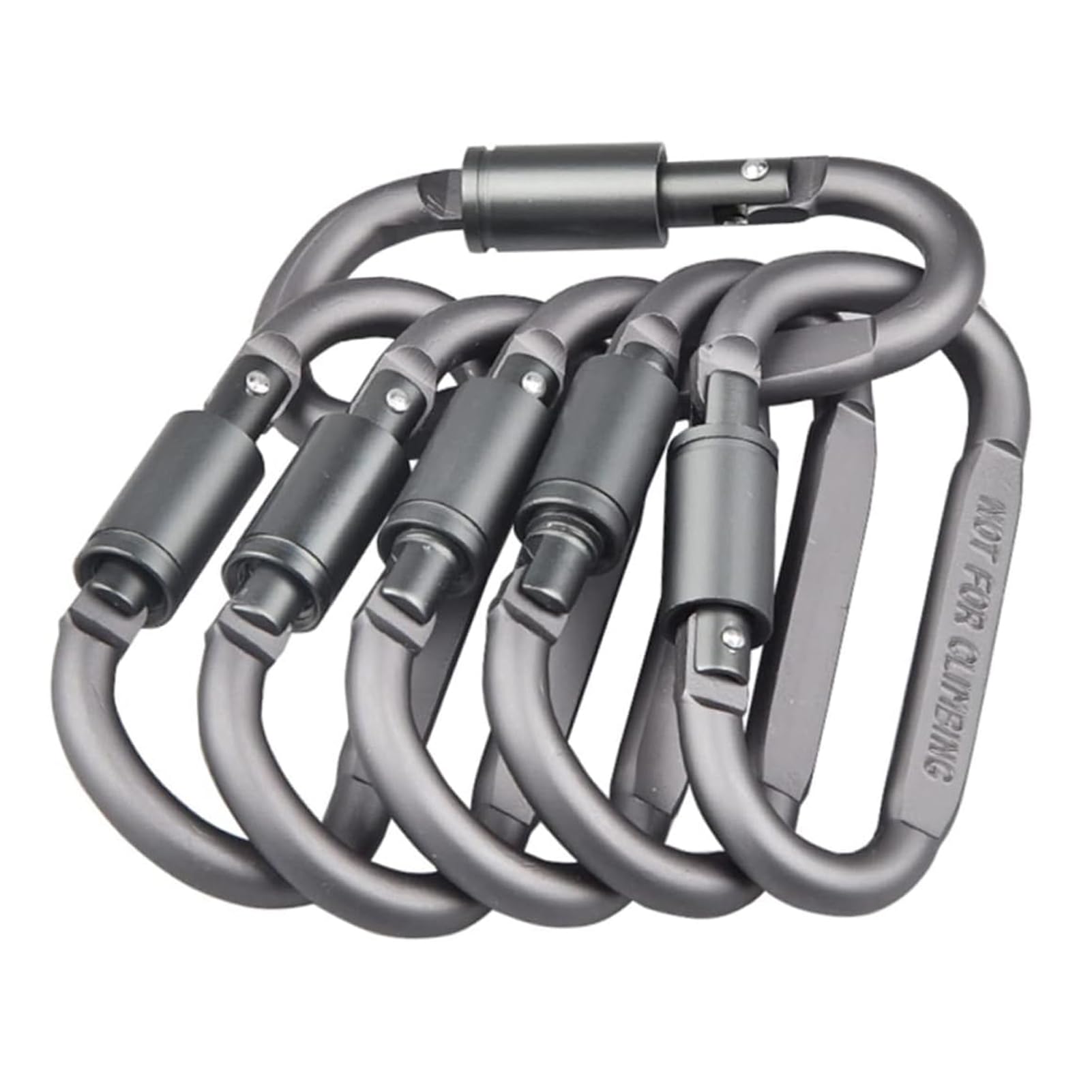 SOOFAM 6 Pack D-Shape Carabiner Clasp，Locking Carabiner Clip，D Shape Heavy Duty Buckle，Strong and Light Large Carabiners Clip Set，Travel Aluminum Carabiners for Outdoor Camping，Key Ring