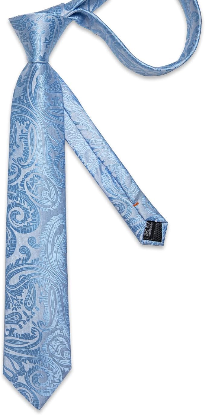 DiBanGu Cravate et mouchoir de poche en soie cachemire pour homme avec boutons de manchette et pince à cravate, ensemble mariage