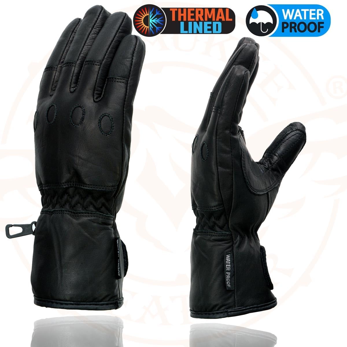 Milwaukee Leather Men's Leather Gauntlet Lined Motorcycle Hand Gloves - Large - Image 5