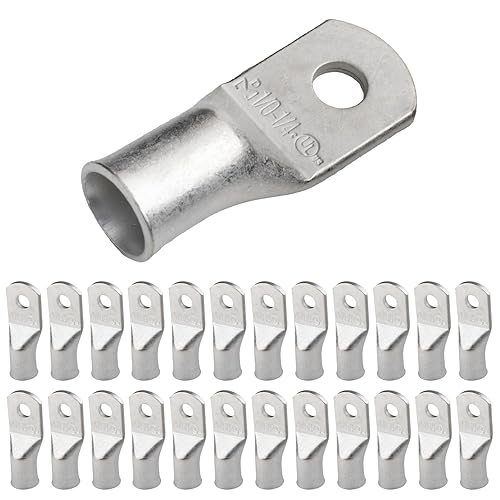 Miniatura 315 de SELTERM - Terminal en anillo de grado marino UL 2/0 AWG 3/8 pulgadas (25 uds) para batería, terminal tubular de cable eléctrico, conector calibre