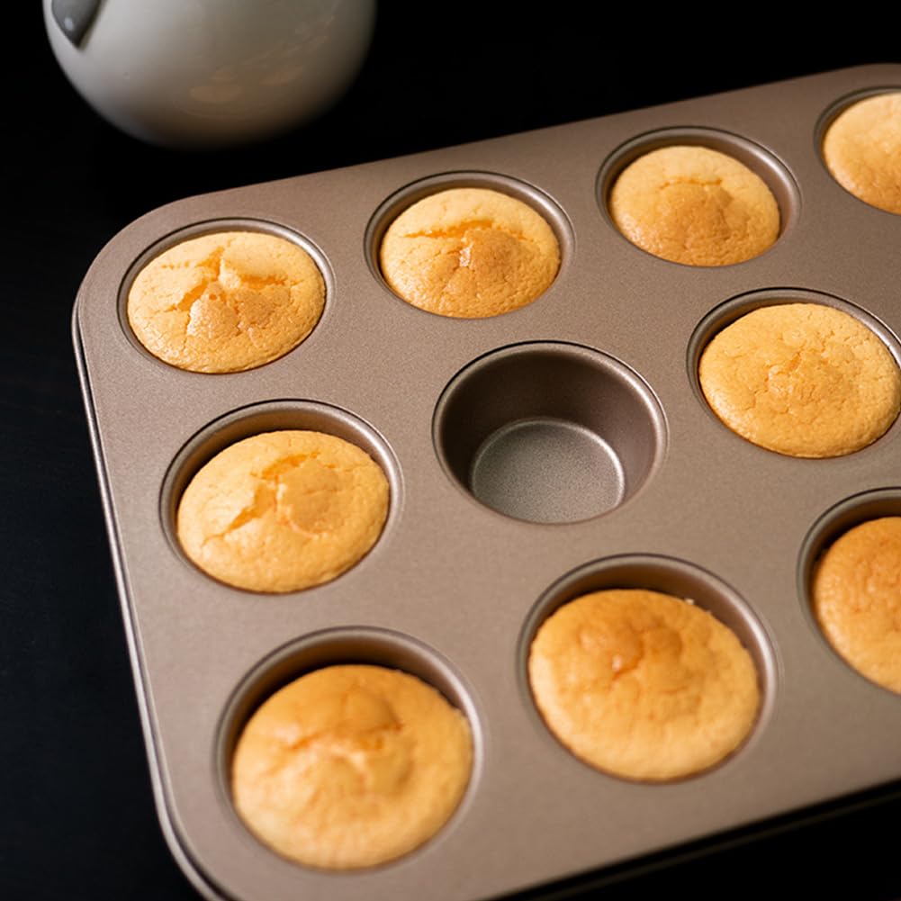 Moule à Muffins/Cupcakes 12 Cavités En Acier Inoxydable Antiadhésif - Noir, 39.9x22.6cm - Four, Micro-ondes, Lave-vaisselle - 3