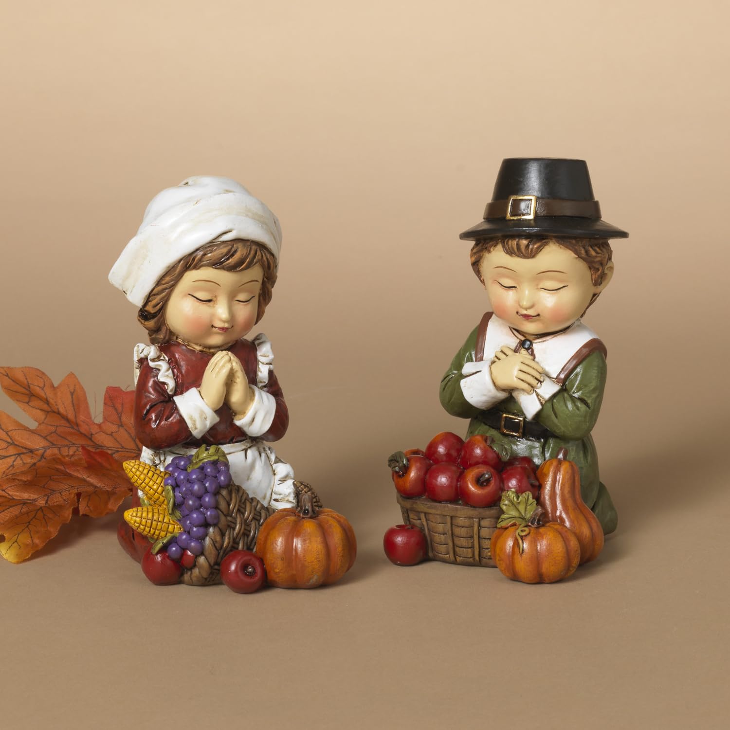 One Holiday Way 6-Piece Decorative Box Set Of Miniature Pilgrim Fall Harvest Figurines – Vintage Mini Autumn Tabletop Thanksgiving Decoration Shelf Sitter Home Decor For Mantel, Table, Office Desk
