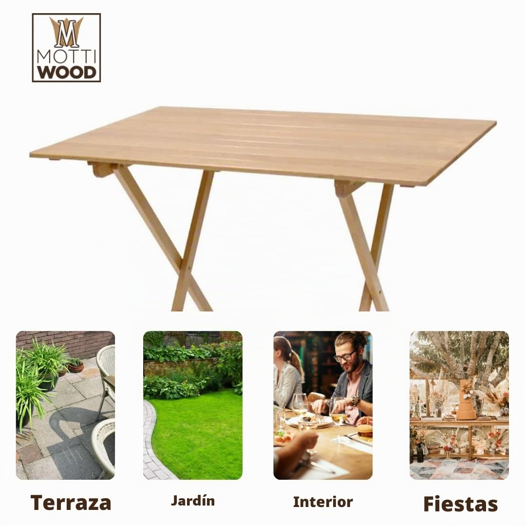 Mesa Plegable, Tablero Plegable, Ahorra Espacio, 75 x 60 x 80 cm, Madera de Haya, Interior y Exterior