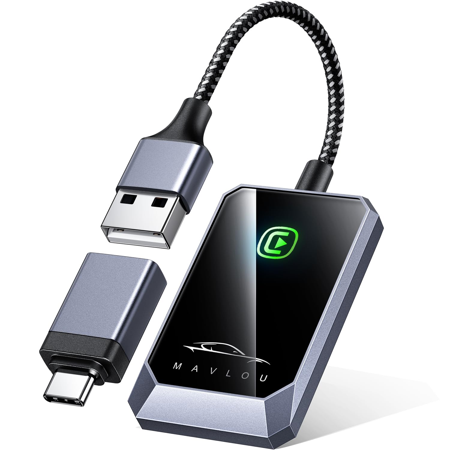 Wireless CarPlay Adapter, Neueste Upgrade, Konvertieren Verkabeltem CarPlay zu Wireless, Plug-und-Play OTA-Upgrade, für iPhone iOS 10+ & Autos mit Wired CarPlay (Grau)