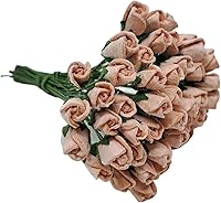 Vista 5 de ChangThai Design Pequeñas rosas de papel de rosa vieja clara de pulgadas de diámetro, 50 piezas de ramo de flores para álbumes de recortes