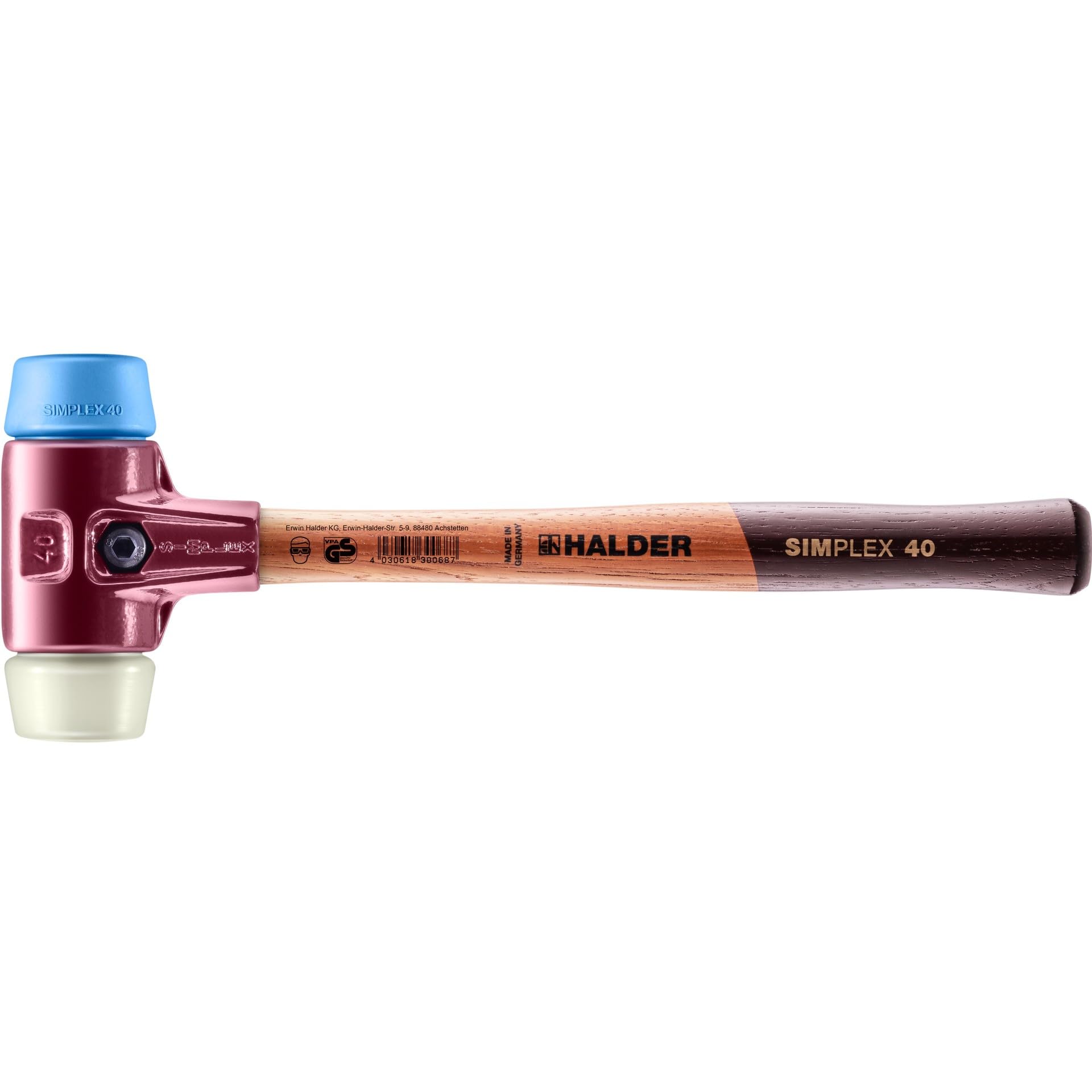 Halder Multi-Colour 3018040 "Simplex Soft-Face Tpe-Soft/Nylon" Mallet, 40 Mm