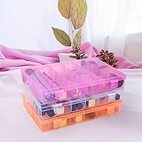 Vista 7 de Contenedor de Uñas Falsas, Cosics Caja de Almacenamiento de Arte de Uñas de Plástico Rosa Brillante con 36 Rejillas y Divisores Ajustables, Estuche