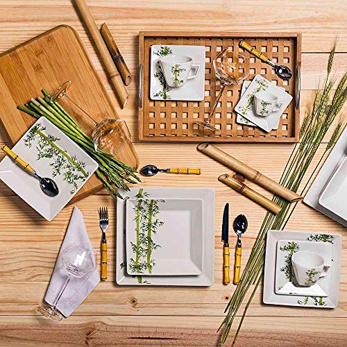 1 Aparelho De Jantar/chá 30 Peças Quartier Bamboo - Gm30-2416 Oxford Branco/verde