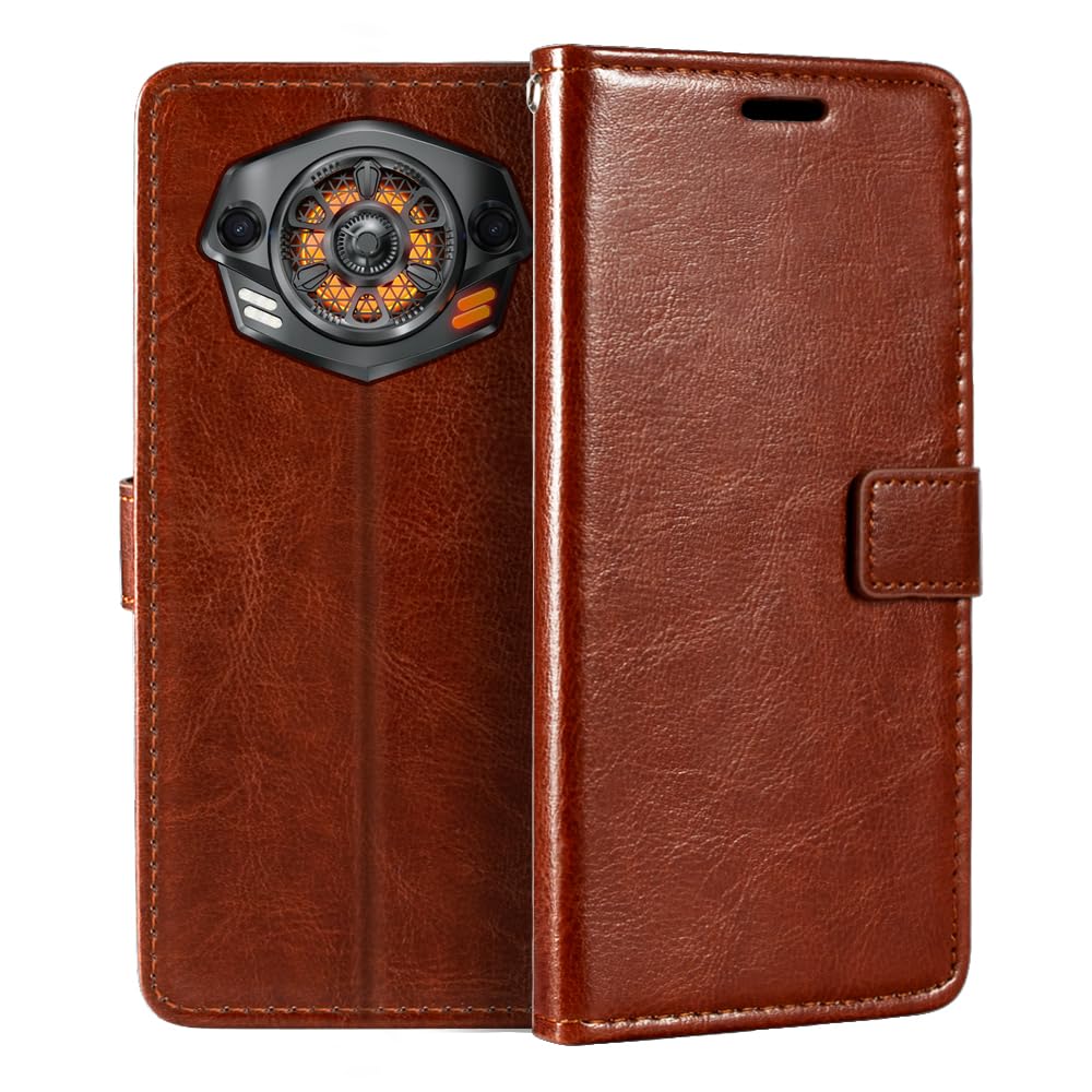 Shantime PU Leather Phone Wallet Case Compatible with Doogee S Punk, Magnetic Flip Cover with Card Slots, Full Protection and Stand Function (Brown)
