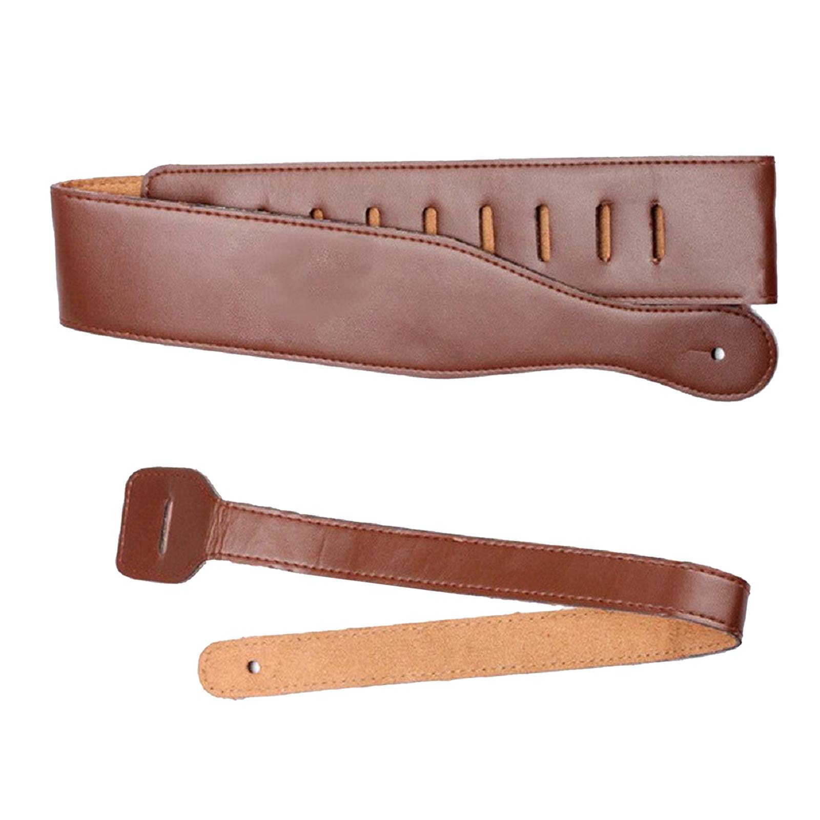 Cinghie regolabili in pelle per chitarra, stile lussuoso, larghezza 6,5 cm, colore marrone chiaro