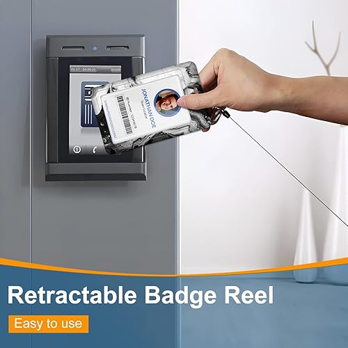 Miniatura 2 de Plifal Portatarjetas con carrete retráctil, etiqueta de identificación de mármol negro, clip para credencial de trabajo, protector de tarjeta