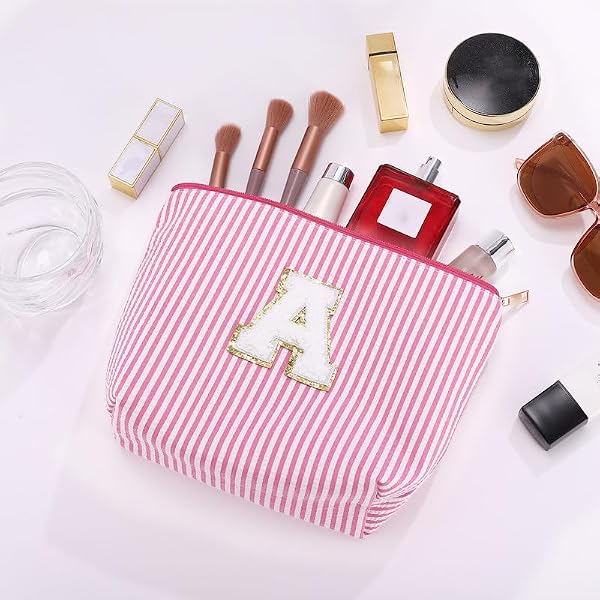 SEFORICO Personalized Make Up Bag - Birthday Gifts for Women Large Capacity A-Z Cosmetic Bags Girls Gifts Preppy Makeup Bag Women's Portable Toiletry Bag - 5