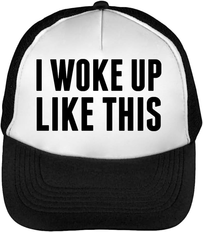 CapWorld I Woke Up Like This Funny Men's Baseball Trucker Cap Hat Snapback Black White