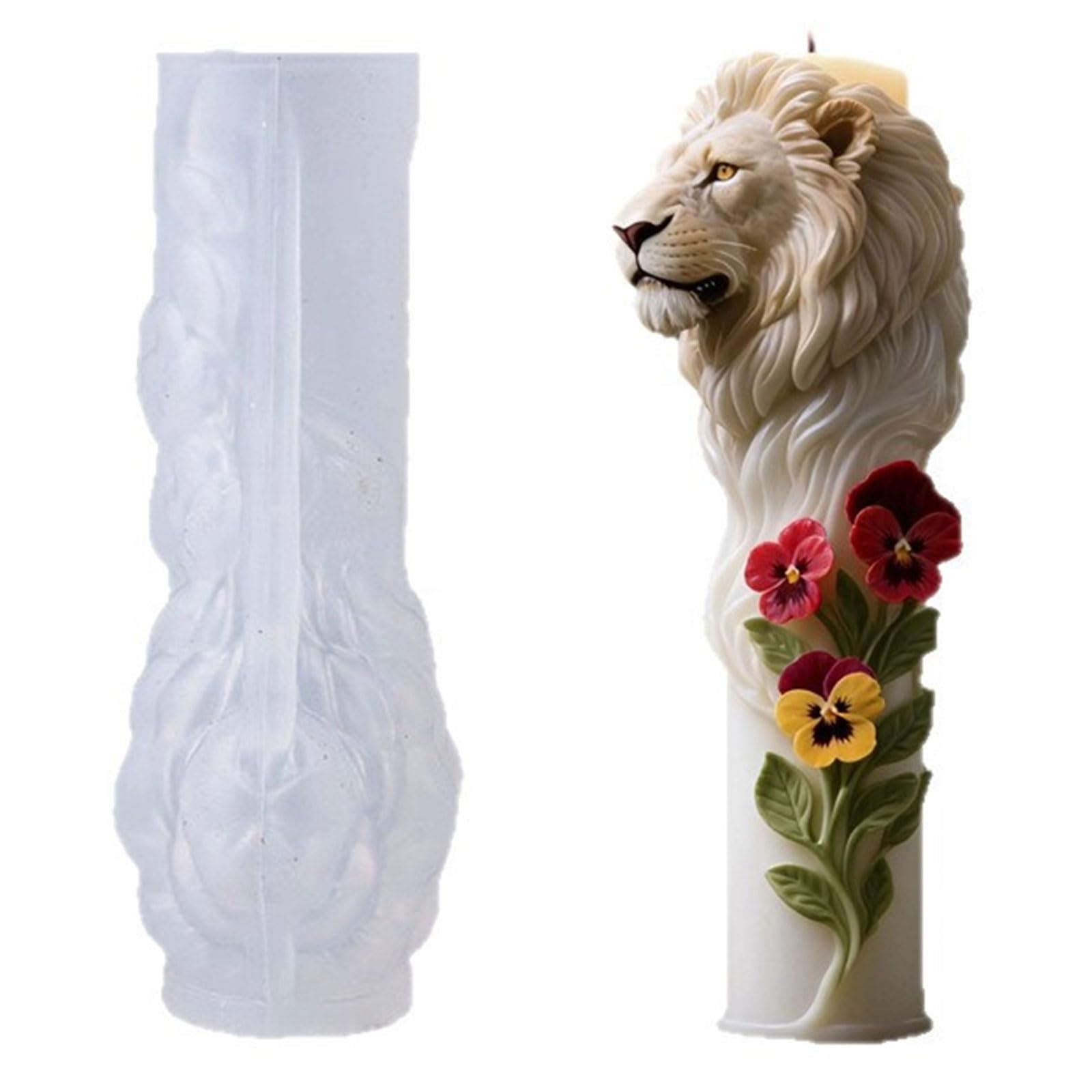 LUCKGONI European Styles 3D Lions Silicone Candle Mold For Do It Yourself Crafting And Home Decors