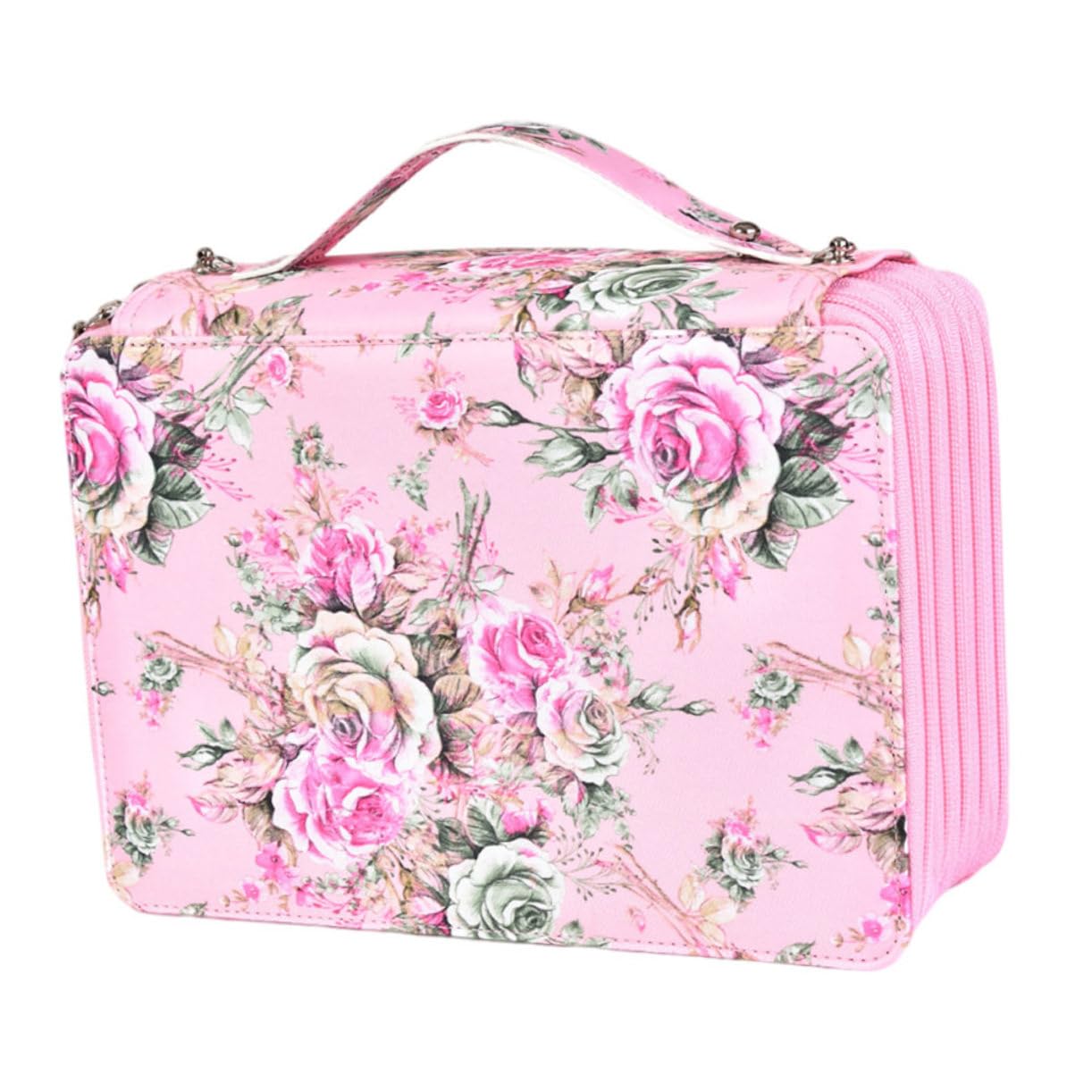 SHINEOFI Mehrlagiges Federmäppchen mit 252 Fächern, Rosa, mit Tragegriff