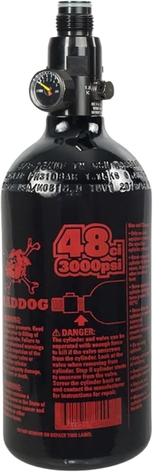 Maddog Aluminum Compressed Air HPA Paintball Tank with Regulator - Airgun Airsoft PCP - Fresh Hydro Date - Ships Empty - Single - Refillable