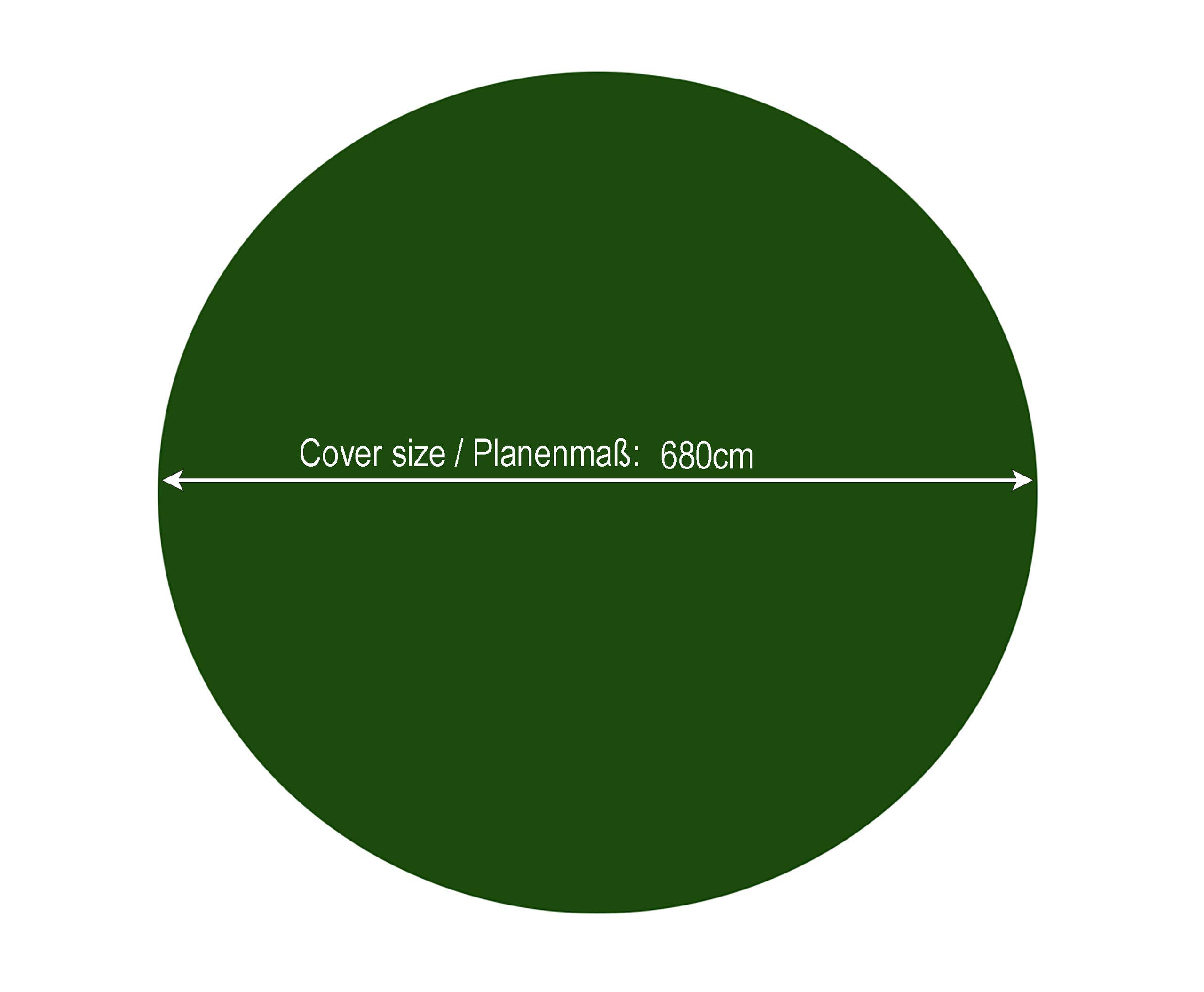 QUICK STAR Cubierta de Piscina de Invierno Redonda 180g / m² para Piscina 550-600 cm Dimensiones de Lona ø 680 cm Verde — view 4