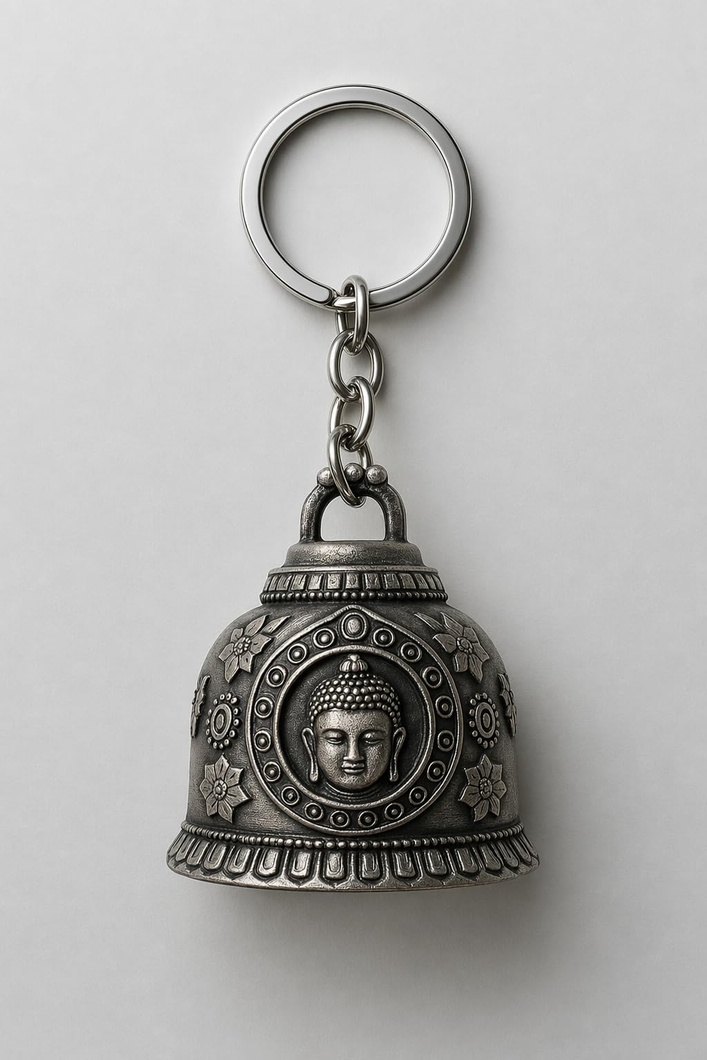 Vintage Pocket Watch Keychain with Compass Design & Antique Metal Finish - Buddha Guardian Bell, Decorative Clock Key Ring Pendant with Ladakh Bike Engraving-image-20