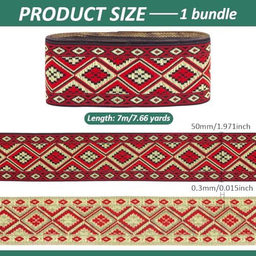 PH PandaHall 7.66 Yards/7m Boho Jacquard Ribbon - Image 2