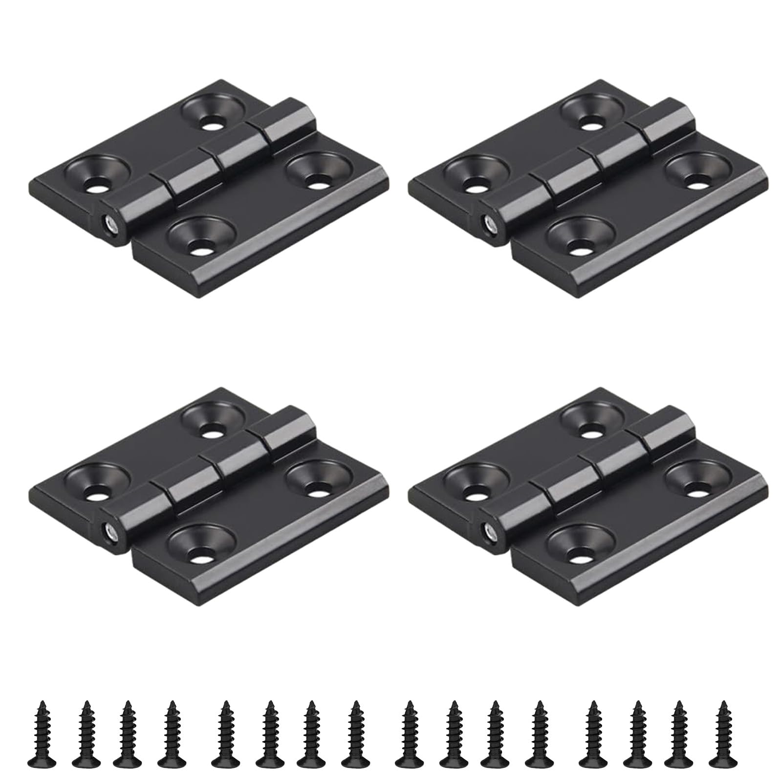 FISH DRAGATE 4 pcs Black Door Hinges,Black Hinge with 16 Screws,40mm x 40mm,Small Hinge,for Wood,Cupboard Hinges,for gate, Windows, Closet, Drawer, Boxes