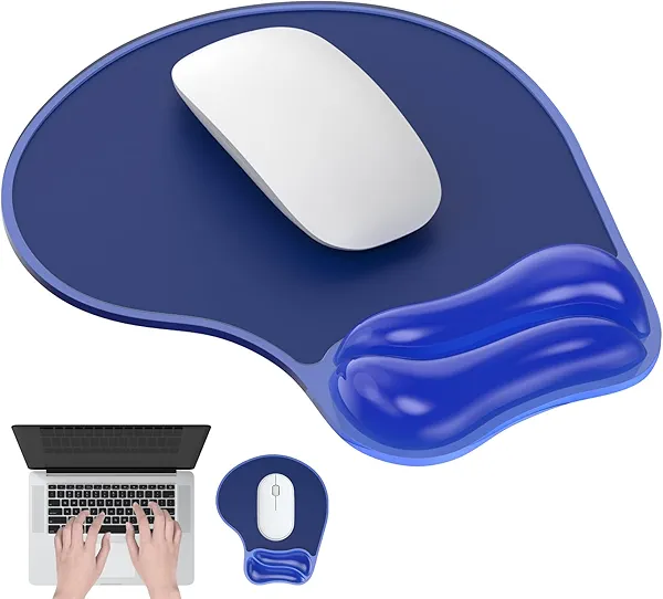 Laokiiy Mouse Pad with Gel Wrist Rest, Ergonomic Mouse pad Comfortable Computer Wrist Support for Laptop, Pain Relief Mousepad with Non-Slip PU Base for Office & Home Blue
