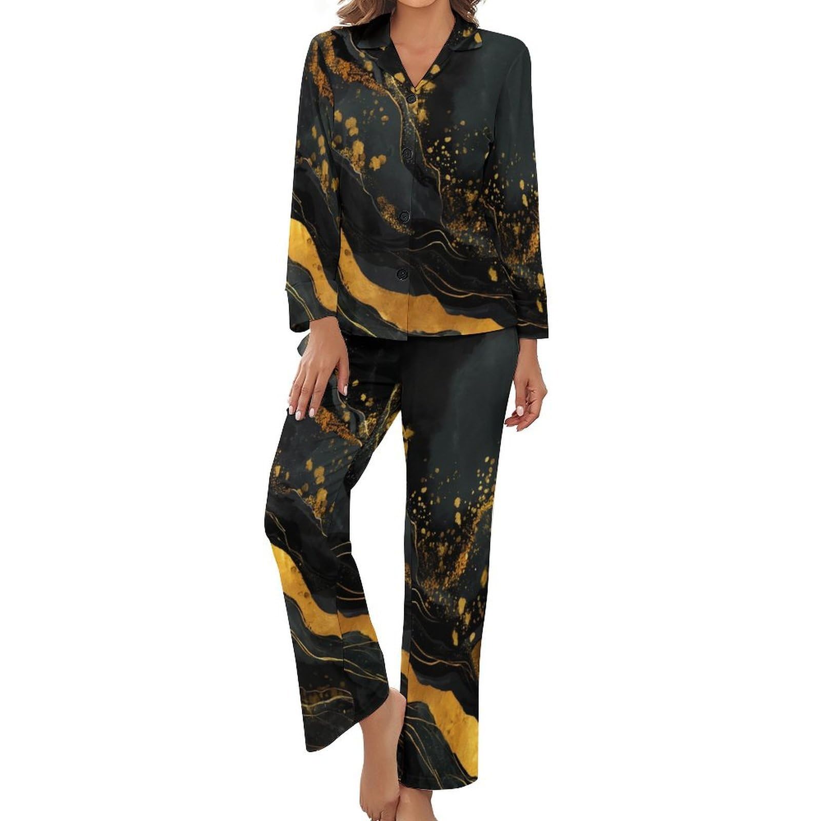 Pyjama de nuit douillet imprimé marbre pour vos soirées cocooning chic - 8