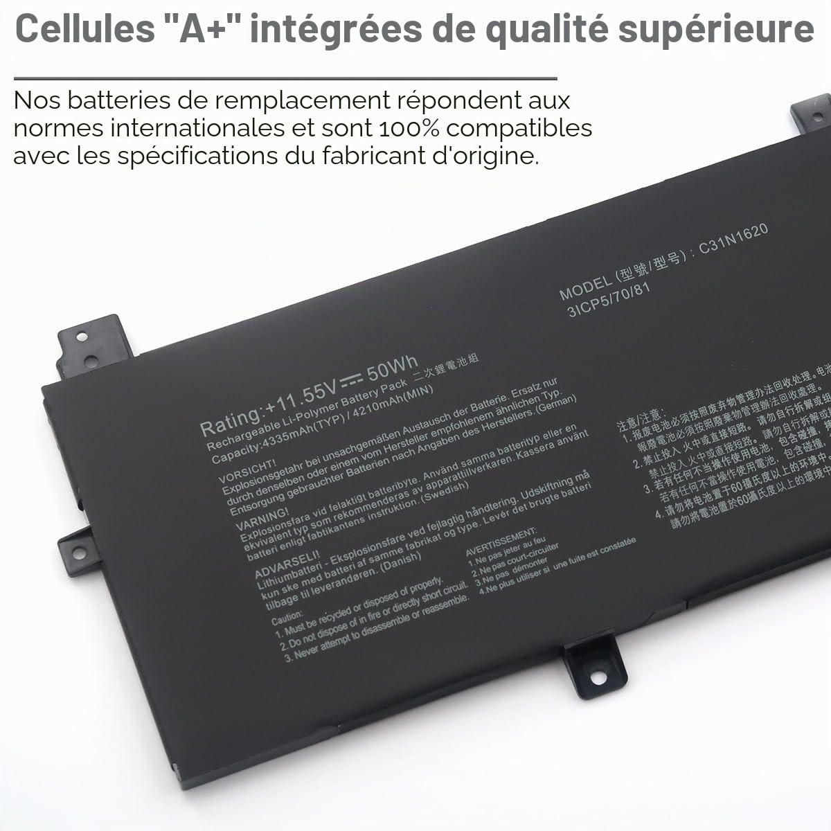 50Wh C31N1620 Batterie pour ASUS Pro P5440F P5440FA P5440FF P5240U P5240UA P5240UF P5240FA P5240FF P5340FA P5340FF P5340UA P5340UF P5440UA P5440UF PU404 PU404U PU404UA PU404UF PU404F PU404FA