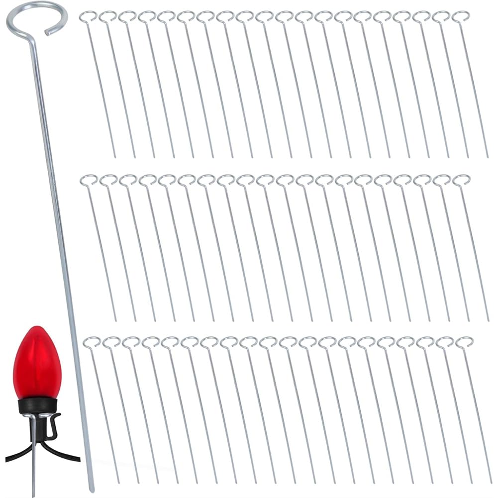 Vjsujehgy Yard Lawn Light Stakes 12 Inch Metal for Christmas Light Stakes 60Pcs for Christmas Lights