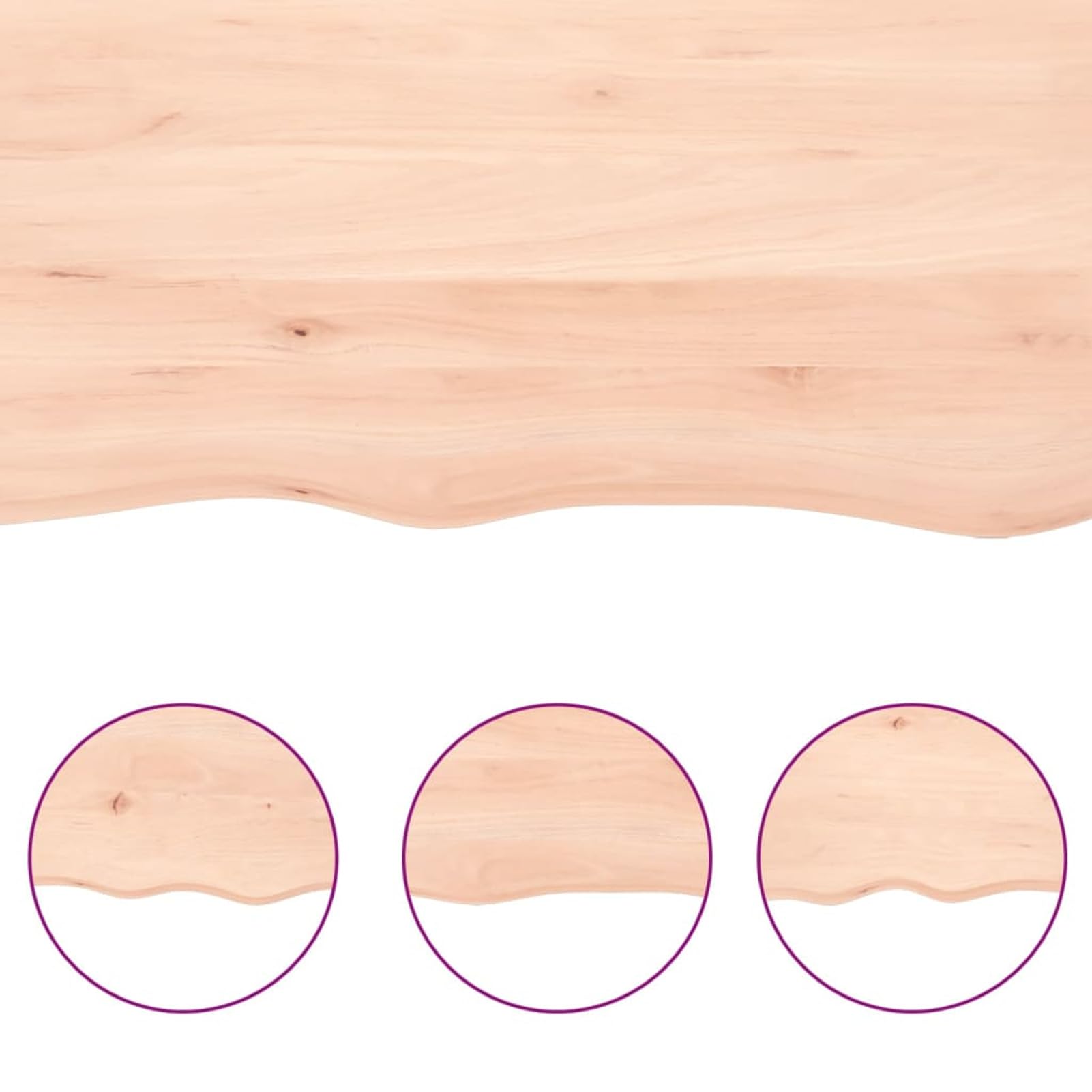 BaraSh Encimera de baño Mueble baño Madera Maciza Tablero para Mesa encimera Madera Maciza Madera Maciza sin Tratar 60x40x6 cm