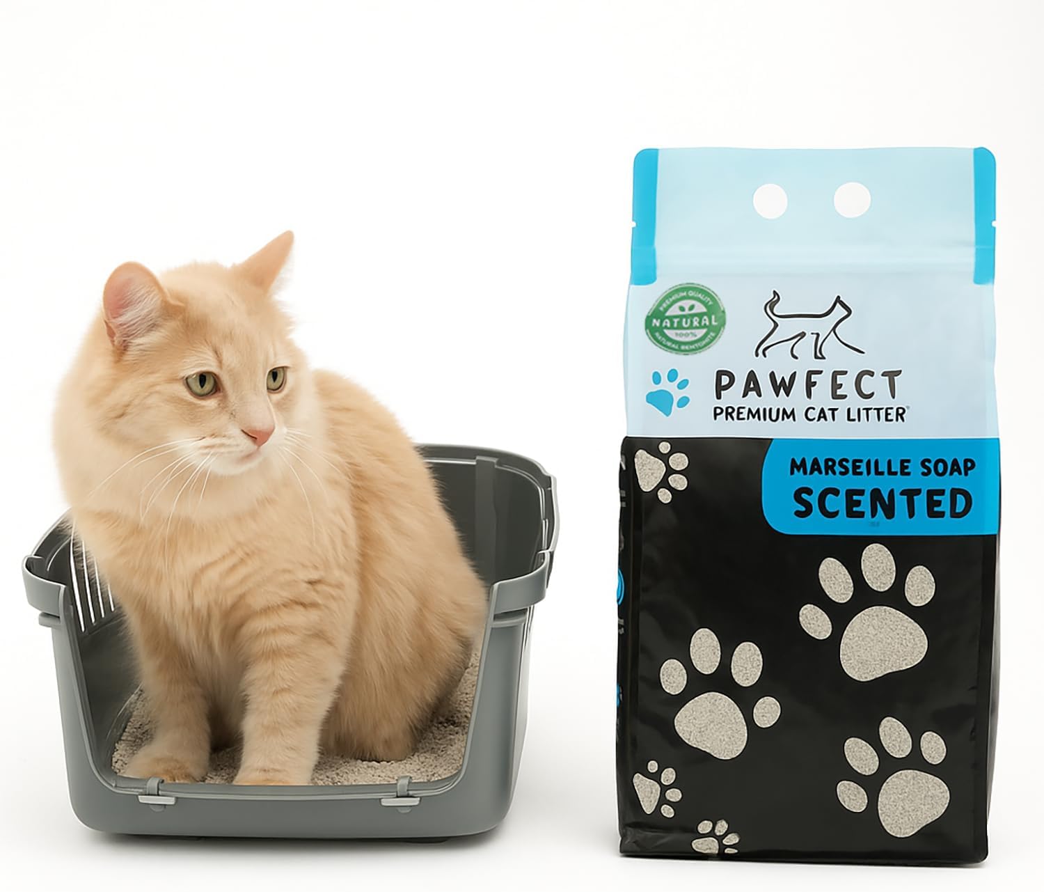 Lavender & Marseille Soap Clumping Cat Litter – 36.4 lb / 19L (1x9L + 1x5L Lavender, 1x5L Marseille), Dual Scent, Dust-Free, Odor Control